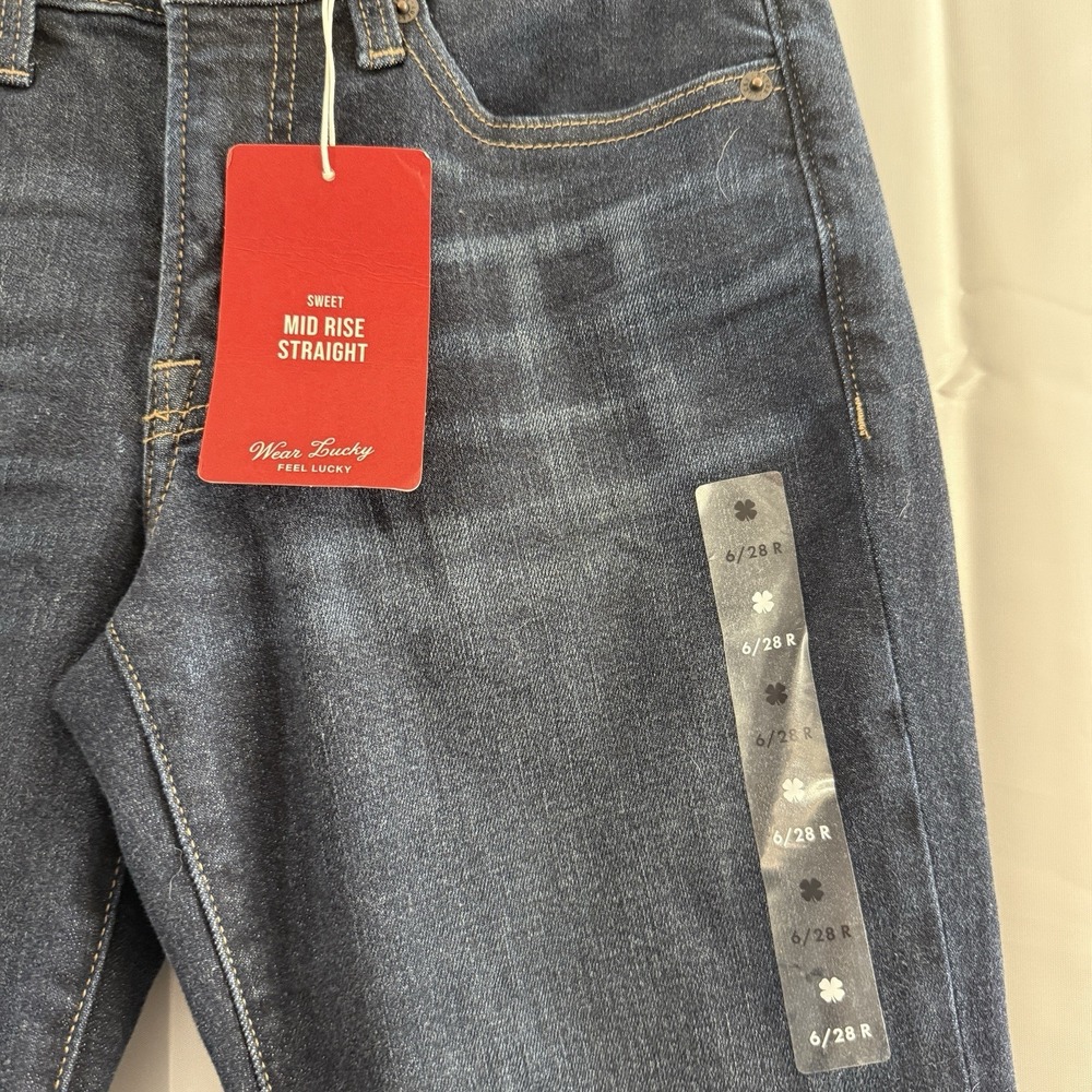 Lucky Brand Blue Jeans Womens 6/28 L31" Sweet Mid Rise Straight New $99‎ Denim